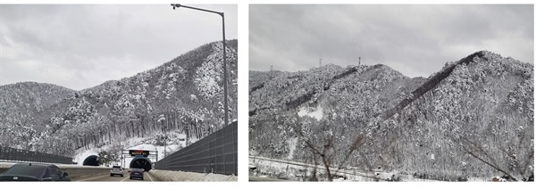 서울양양고속도로 주변 산에만 눈이 조금 쌓여있었는데, 인제군에 들어서자 눈꽃이 그대로 있었다.
