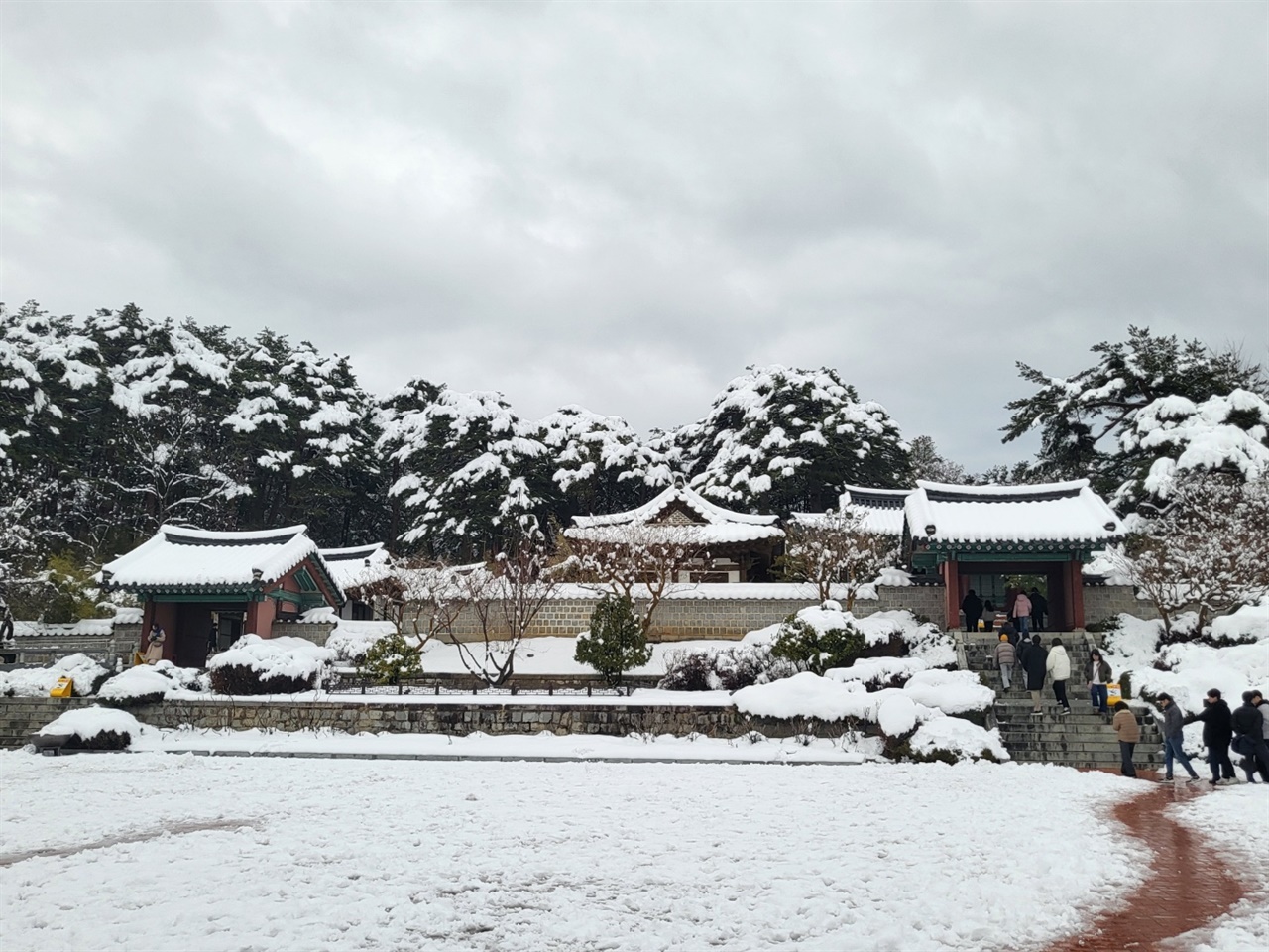 눈이 많이 내렸는데도 방문객이 많았다.