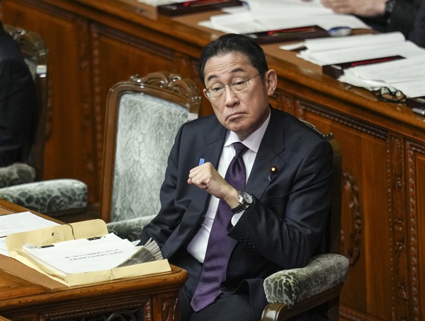 기시다 후미오 일본 총리가 2024년 1월 30일 일본 도쿄의 국회에서 정책 연설을 하고 있다.