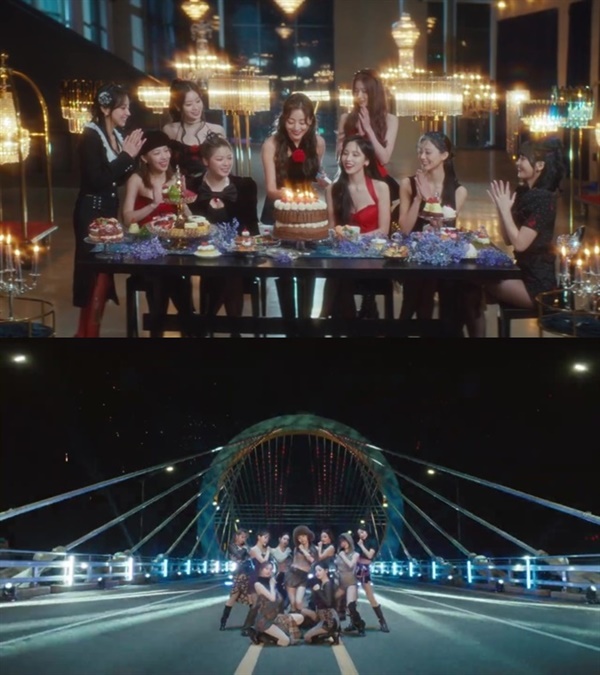  트와이스의 신곡 'One Spark' 뮤직비디오의 한 장면.