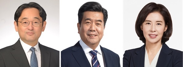 더불어민주당 서울 강남구에 공천받은 김태형, 강청희, 박경미 후보자(왼쪽부터).