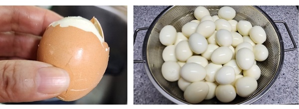 달걀의 뾰족한 부분 말고 뭉특한 부분부터 벗기면 더 잘 벗겨진다.