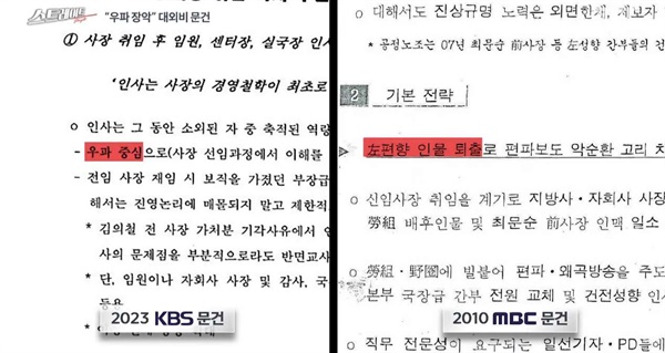  2010년 MBC 정상화 문건과 2023년 KBS 문건