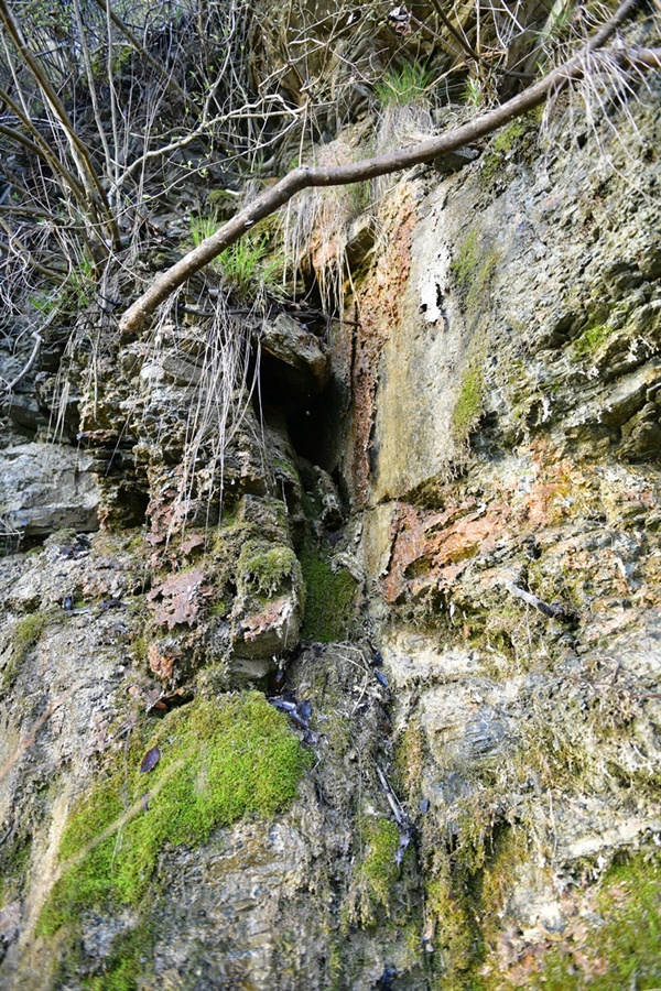 오수가 흘러내려 절벽 구간의 바위가 부식이 됐다. 