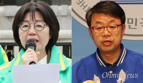 왼쪽부터 나순자 녹색정의당 비례대표 후보, 박홍배 더불어민주연합 비례대표 후보.