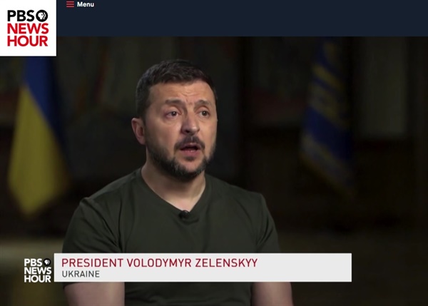 볼로디미르 젤렌스키 우크라이나 대통령의 미국 공영방송 PBS 인터뷰