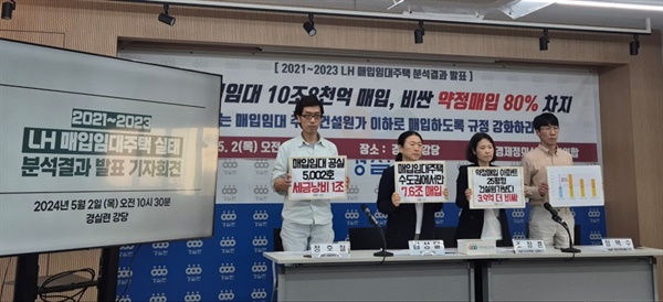 2일 경제정의실천시민연합은 서울 종로구 강당에서 '2021~2023년 LH 매입 임대주택 실태 분석 결과 기자회견'을 개최했다.