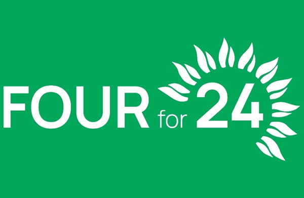 "Four for 24" 영국녹색당 2024년 총선 모금 캠페인(영국녹색당 홈페이지 화면)