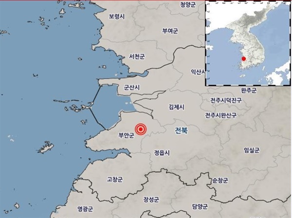 12일 오전 8시 26분에 전북 부안군에서 규모 4.8의 지진이 발생했다.