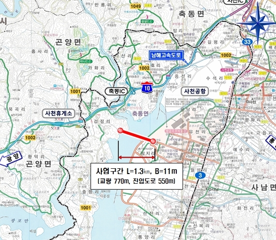  사천항공산업대교 사업 위치도