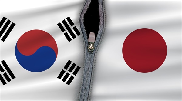 한국과 일본의 국기 갈무리