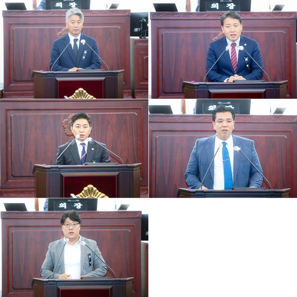 (왼쪽 상단)장철규 의원, 임채덕 의원, (가운데)김종복 의원, 이계철 의원, (하단)김영수 의원 