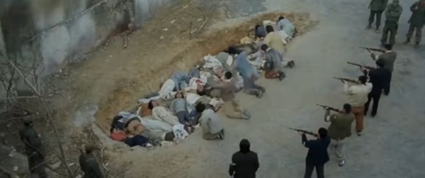   영화 '태극기 휘날리며'에서 민간인들이 총살을 당하는 장면