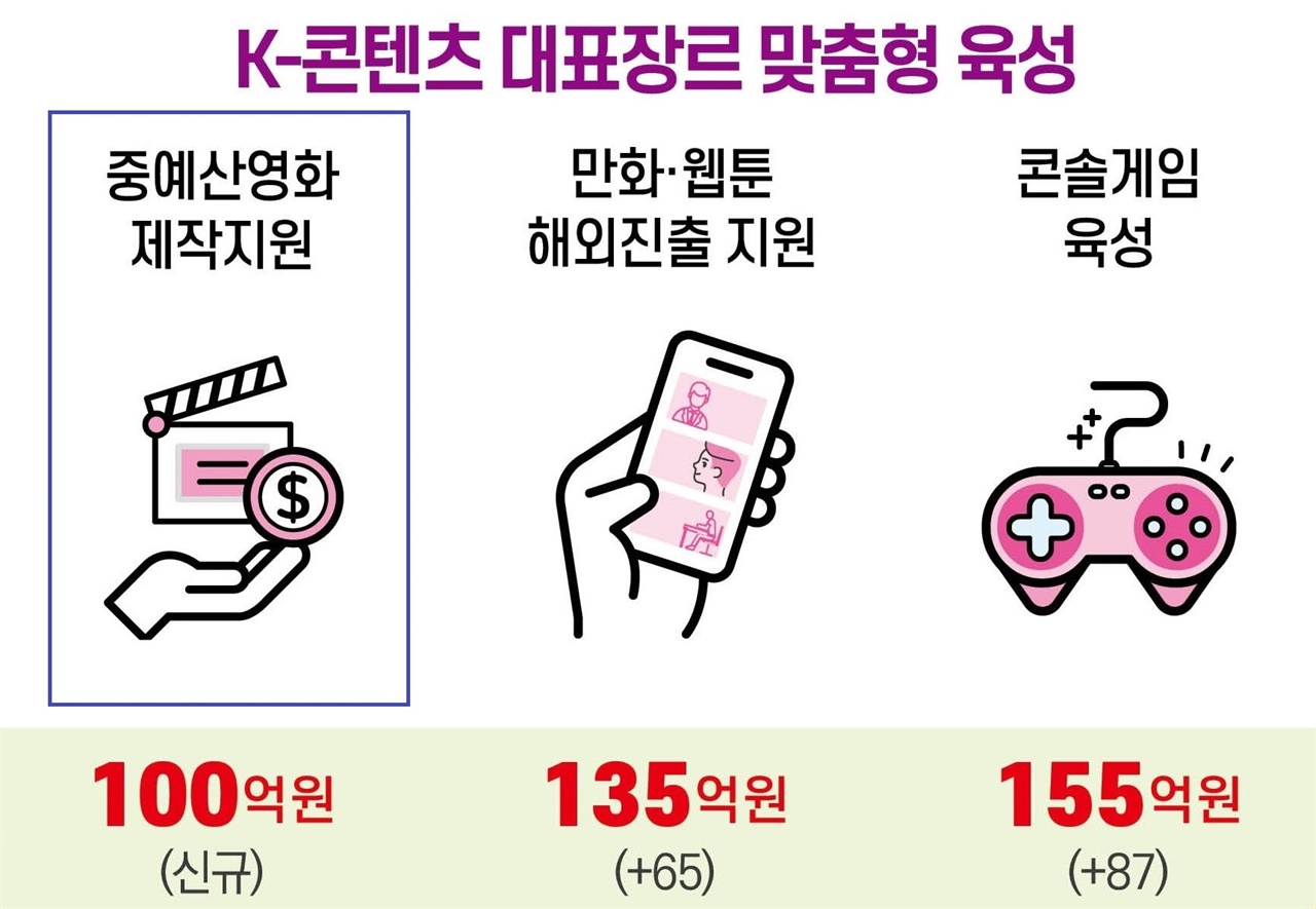  문체부가 밝힌 2025년 예산안 중 K-콘텐츠 대표장류 육성 주요 내용