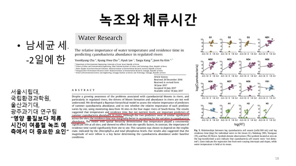  서울시립대, 국립환경과학원, 울산과기대, 광주과기대 연구팀의 논문(강찬수 대표 발제 때 제시된 자료 인용)
