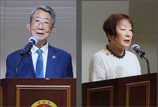 장병화, 배국희 한국광복군유족회 장병화 회장(왼쪽), 한국광복군 선언문을 낭독한 배국희 운영위원 (미국 LA 대한인국민회 전 이사장)