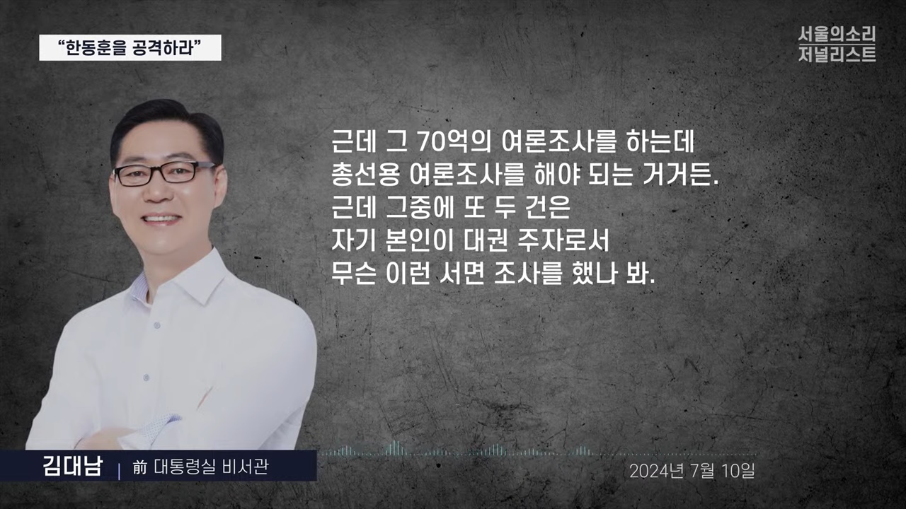  <서울의소리>가 공개한 김대남 전 대통령 행정관(비서관 직무대리) 녹취 내용