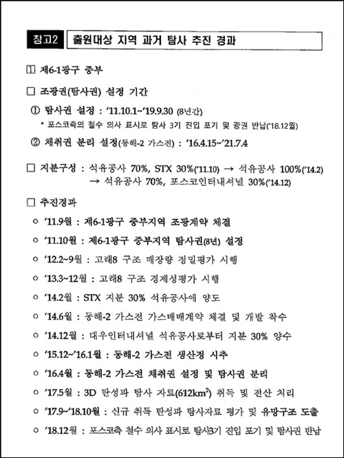  장철민(더불어민주당, 대전동구) 의원이 공개한 '산업부 산하 해저광물심의위원회 제13차 회의자료' 중 <제6-1해저광구 중부 및 동부지역 조광권(탐사권) 설정 허가안>(2019. 12. 27.)> 중 8쪽.