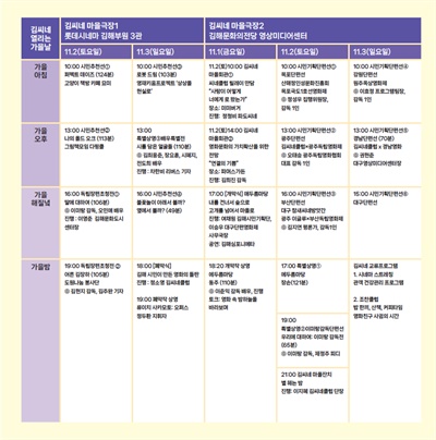  김해시민영화제 일정표.