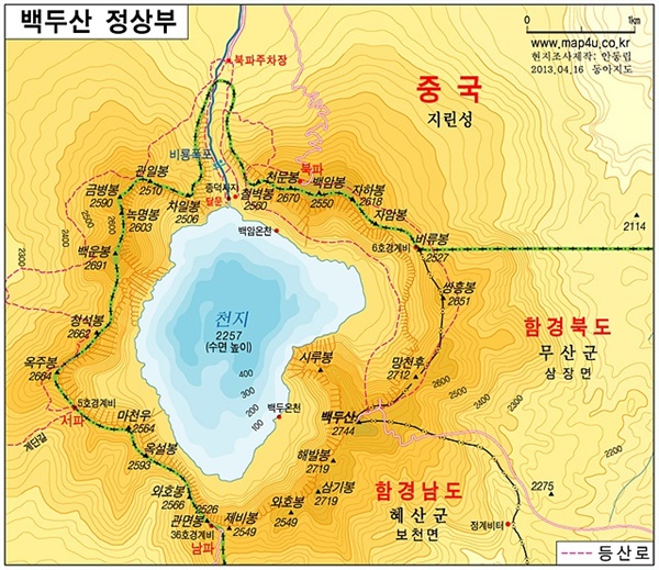  백두산 지도 모습