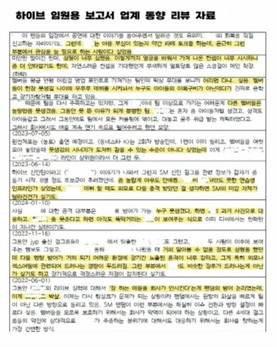  하이브 임원용 보고서 업계 동향 리뷰 자료