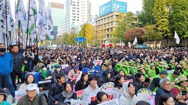 민주노총 전국노동자대회 2024년 민주노총 전국노동자대회 참가자들이다.