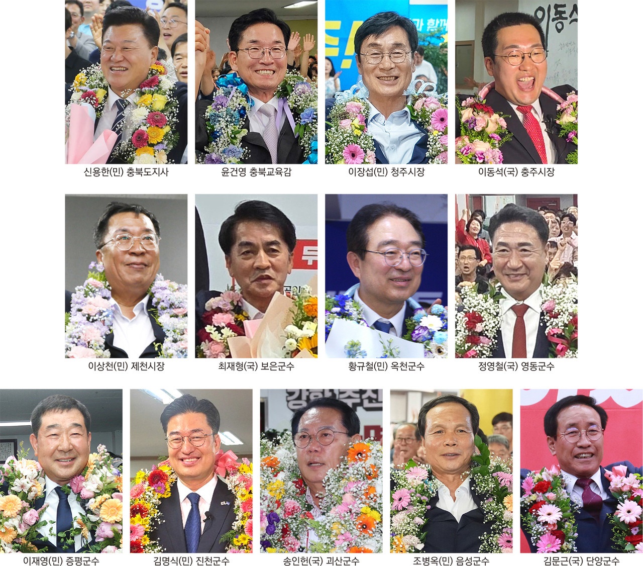 압승도 궤멸도 없었다... 충북 민주당 6곳·국민의힘 5곳 승리