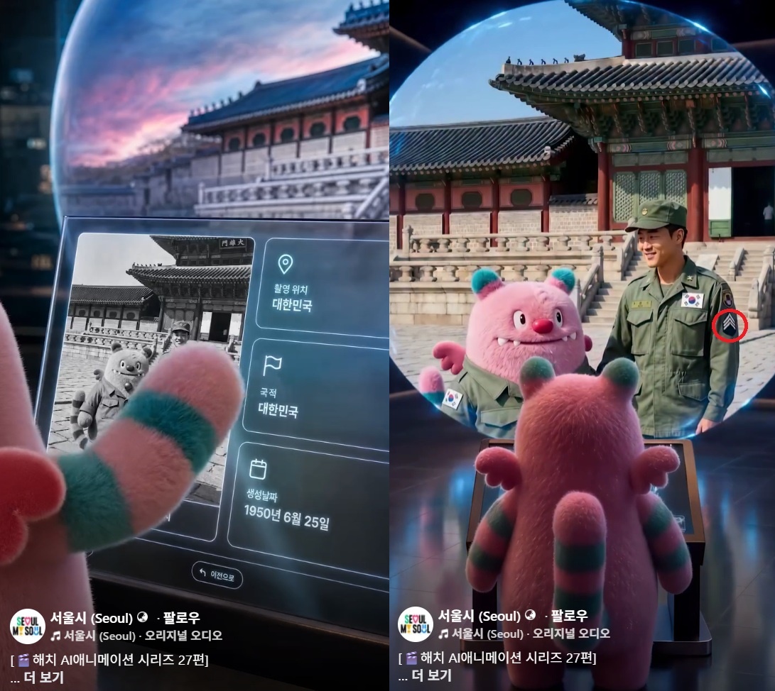 가슴엔 태극기, 팔엔 미군 계급장? 국군 복장 엉터리 묘사한 서울시