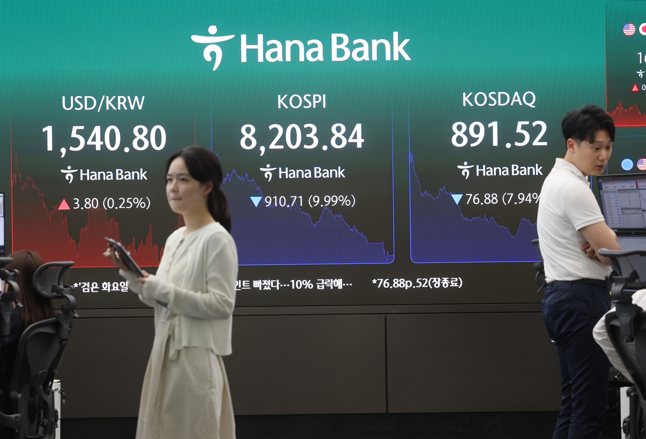 코스피 9.99% 폭락... '공포는 공포를 불렀다'