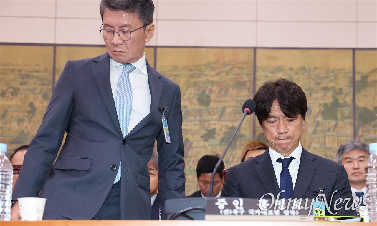 '빵집 면접' 질문에 홍명보 "정상 절차", 정몽규 "벤투 비난도 많았다"